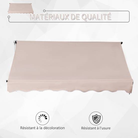 Outsunny Store Banne Autoportante Manuel - Auvent Rétractable 1,5L X 1,2l X 2,1-3H M Inclinaison Réglable Sable
