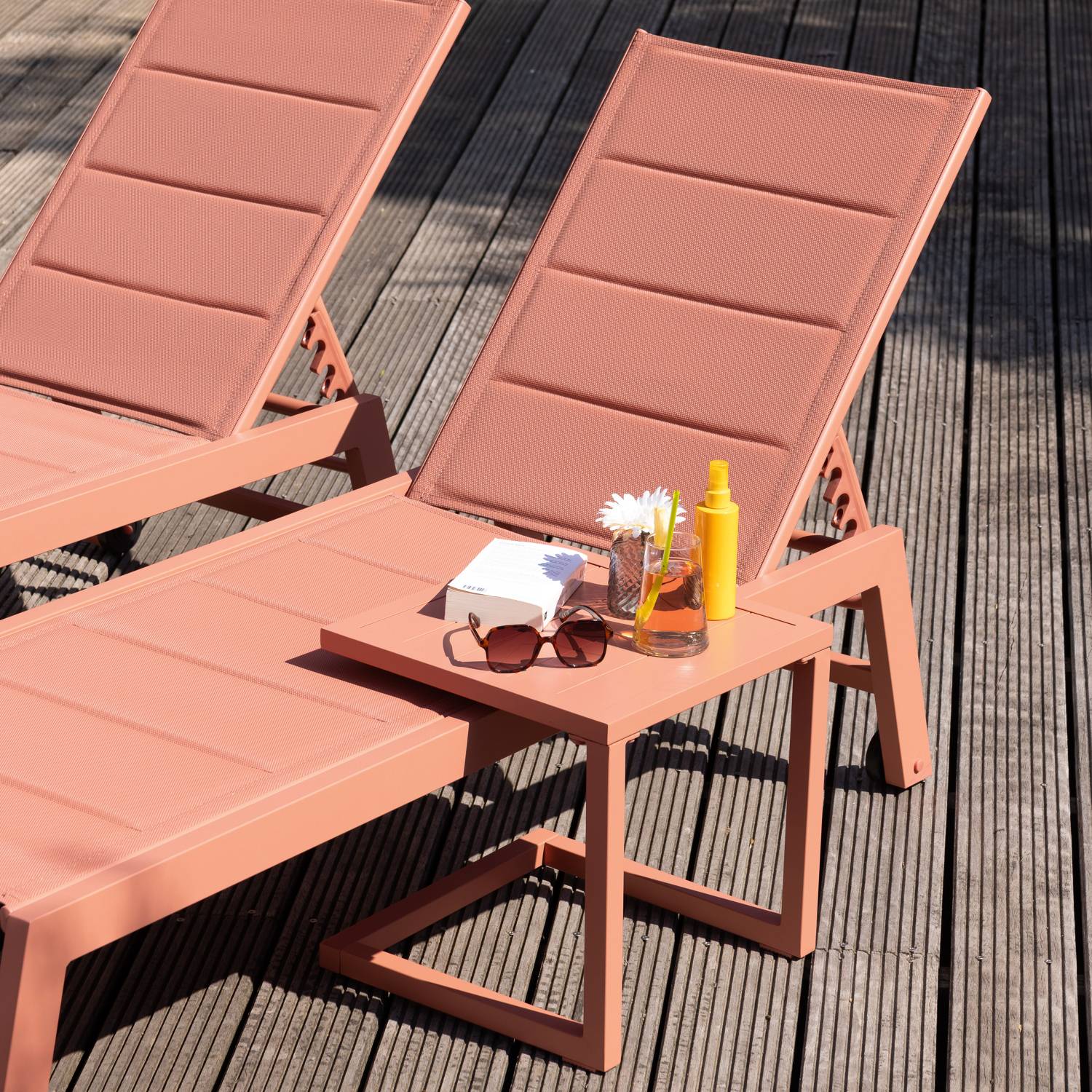Table d'appoint BARBADOS en aluminium terracotta - HAPPY GARDEN - Image 3
