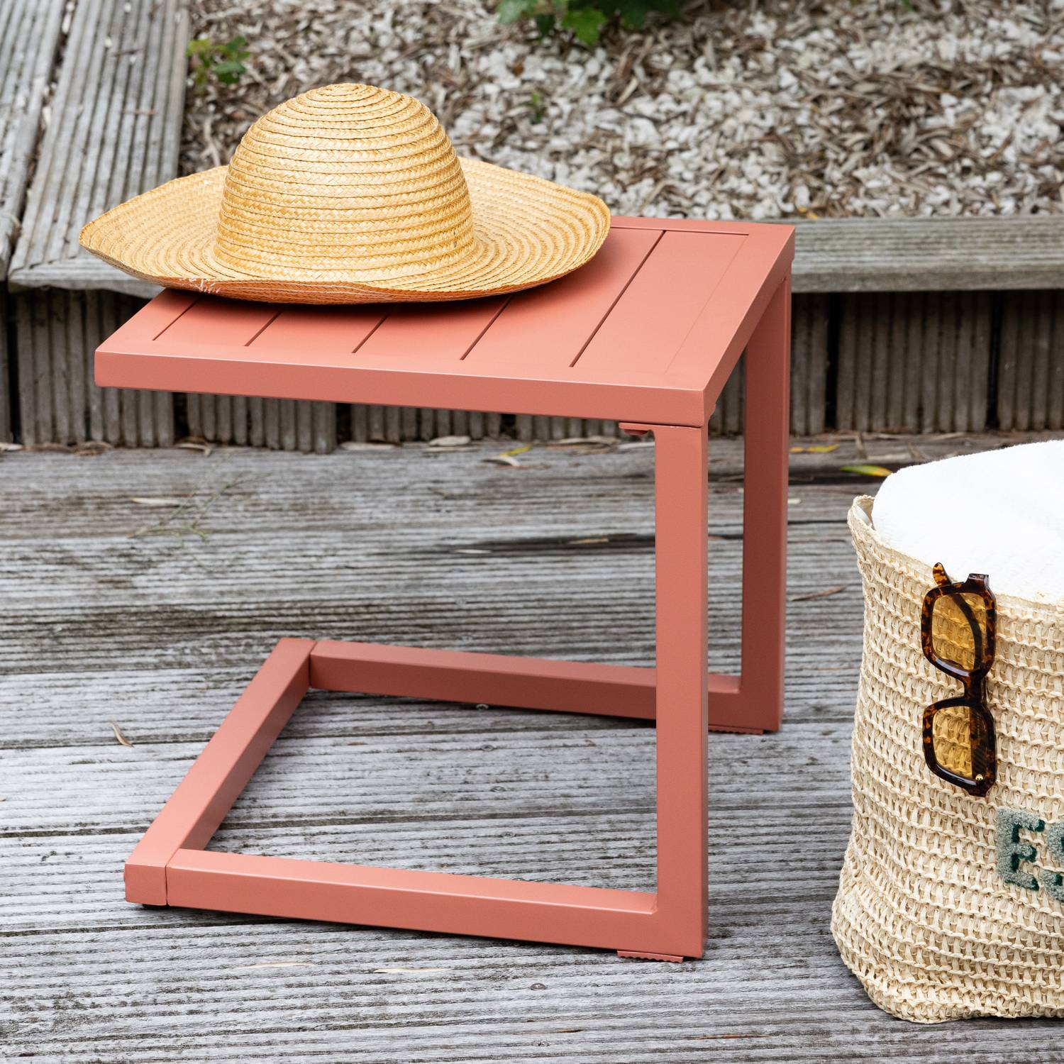 Table d'appoint BARBADOS en aluminium terracotta - HAPPY GARDEN - Image 2