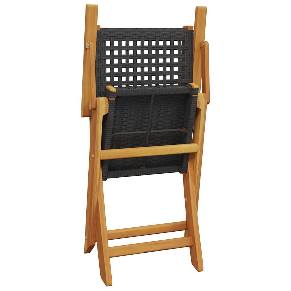 Chaises de jardin pliantes bois massif et poly rotin noir 54 x 57 x 91 cm (lot de 8) - PANGIVO - Image 7