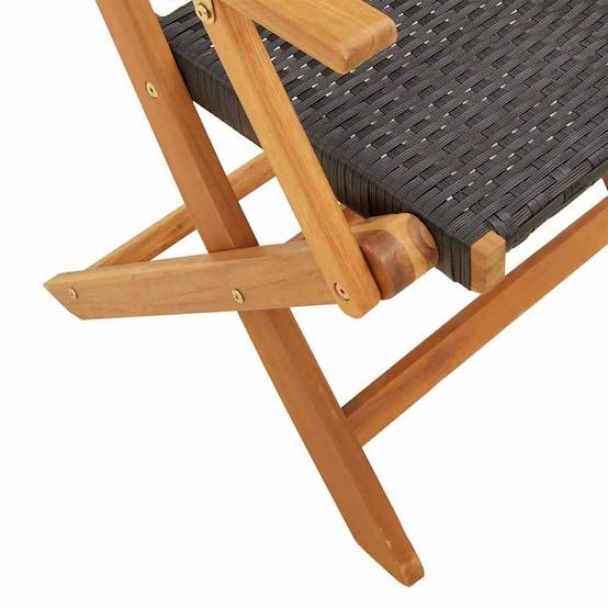 Chaises de jardin pliantes bois massif et poly rotin noir 54 x 57 x 91 cm (lot de 8) - PANGIVO - Image 8