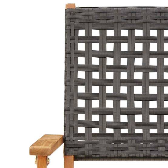 Chaises de jardin pliantes bois massif et poly rotin noir 54 x 57 x 91 cm (lot de 8) - PANGIVO - Image 9