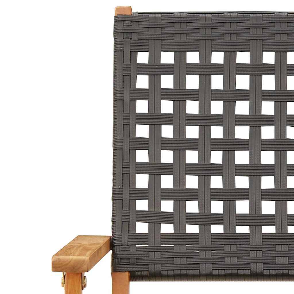 Chaises de jardin pliantes bois massif et poly rotin noir 54 x 57 x 91 cm (lot de 8) - PANGIVO - Image 9