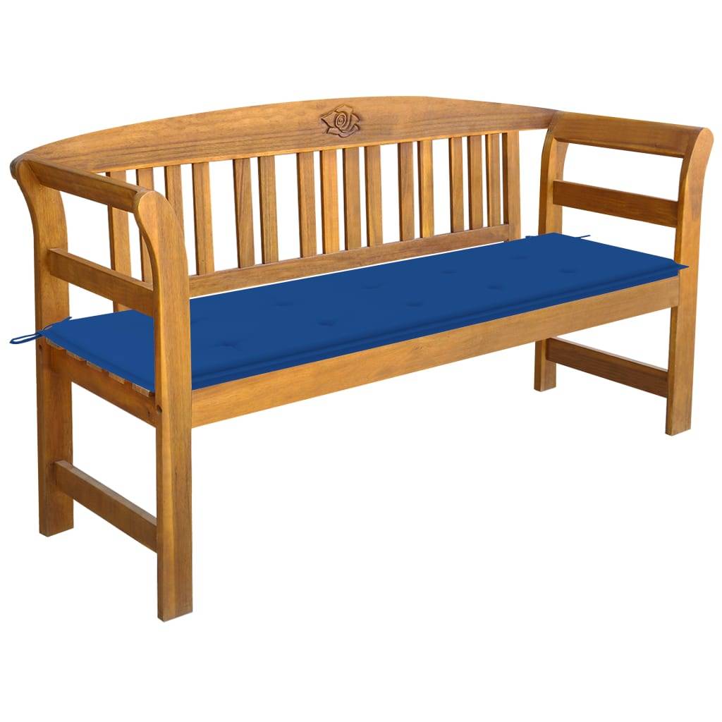 Helloshop26 - Banc de jardin meuble de patio d'extérieur terrasse avec coussin 157 cm bois d'acacia massif - Image 1