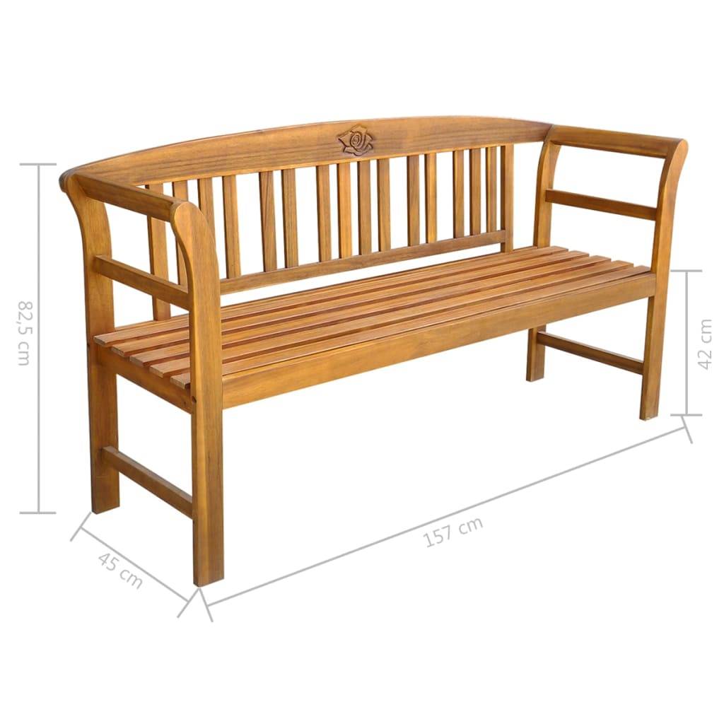 Helloshop26 - Banc de jardin meuble de patio d'extérieur terrasse avec coussin 157 cm bois d'acacia massif - Image 7