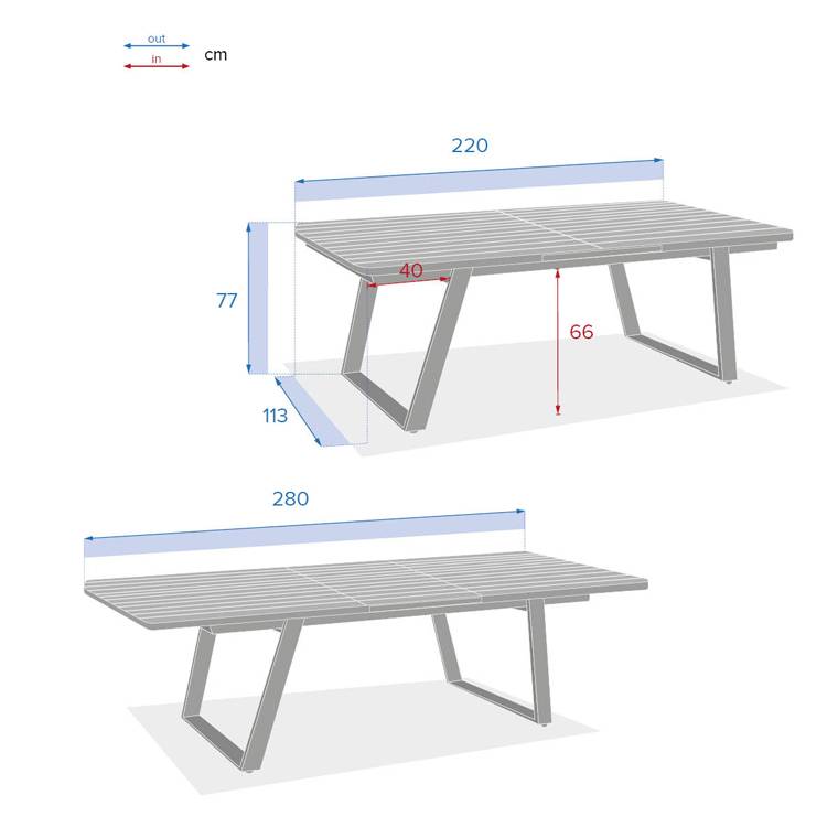 Hesperide - Table de jardin extensible "Unisson" pécan & blanc 10 places en aluminium traité époxy Hespéride - Image 6