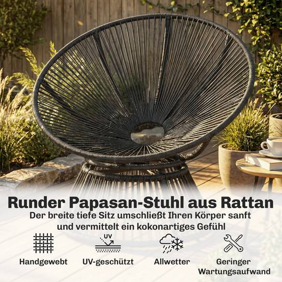 Fauteuil papasan rotatif résine tressée gris 93 x 81 x 87 cm - PANGIVO - Image 7