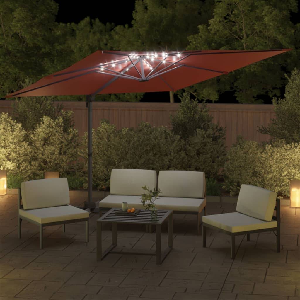 Helloshop26 - Parasol meuble de jardin cantilever à led 400 x 300 cm orange - Image 4