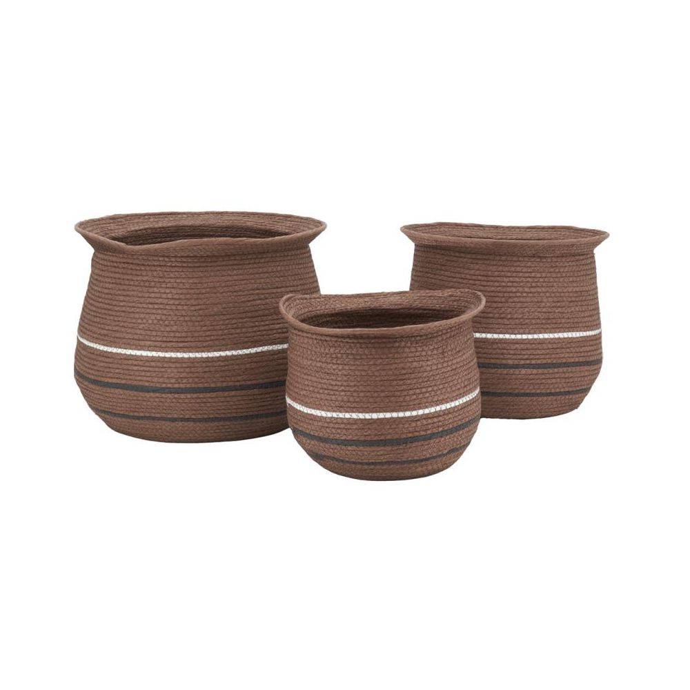 Aubry Gaspard - Cache-pots en jonc marron (lot de 3) - Image 2