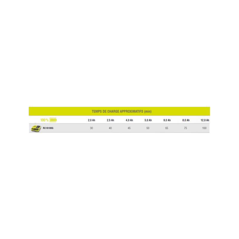 Ryobi - Chargeur intelligent ultra rapide RYOBI 18V One+ - 4,0Ah et 8.0Ah - RC18180G - Image 2