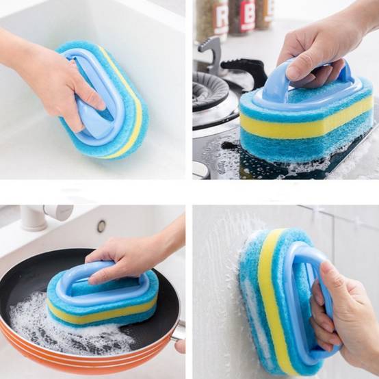 Brosse de Nettoyage à Éponge avec Manche, Brosse Ligne d’Eau Piscine pour Nettoyer Piscine Spa Baignoires Murs IntiMeg - Image 4