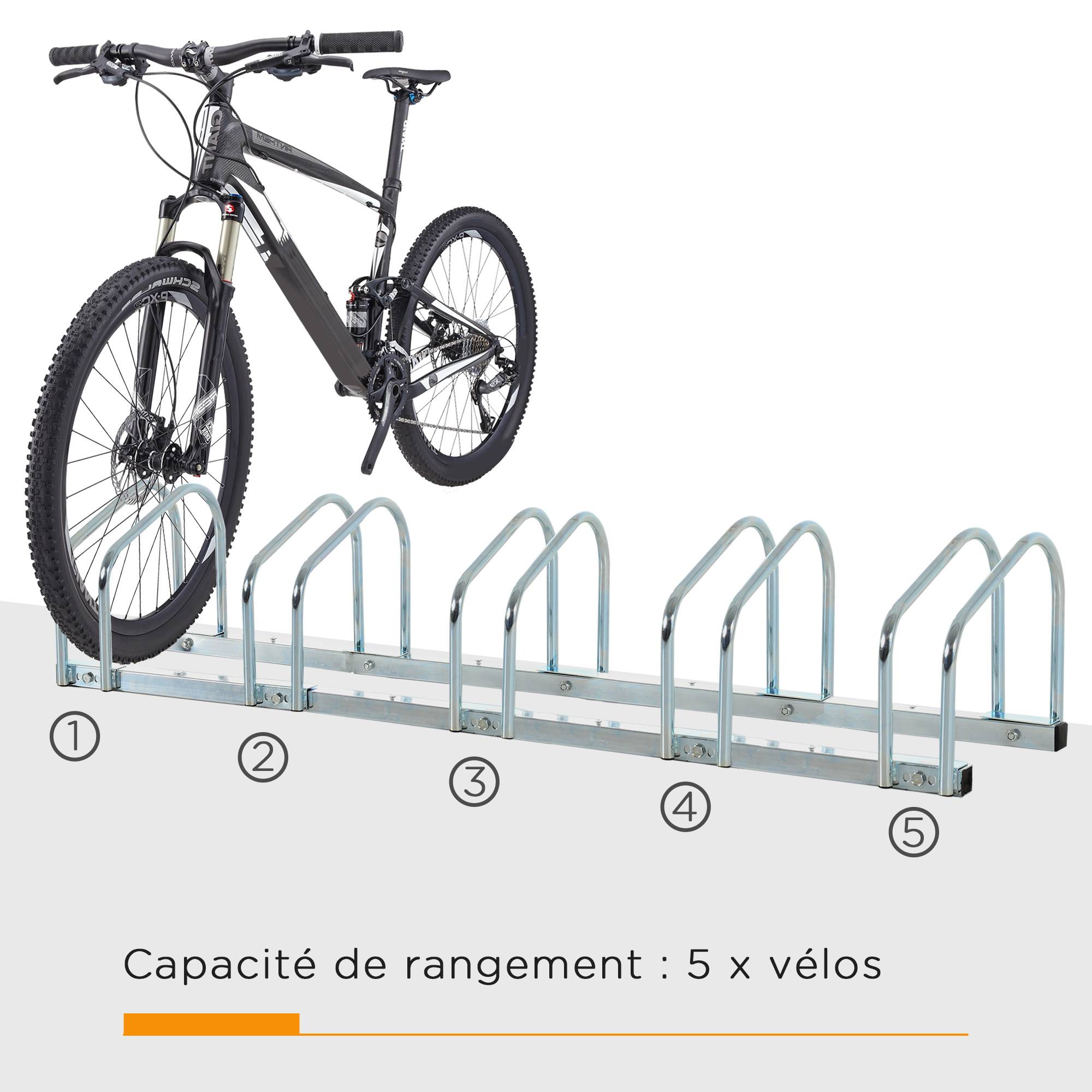 PANGIVO - Râtelier pour 5 vélos acier argent 145 x 33 x 27 cm - PANGIVO - Image 6