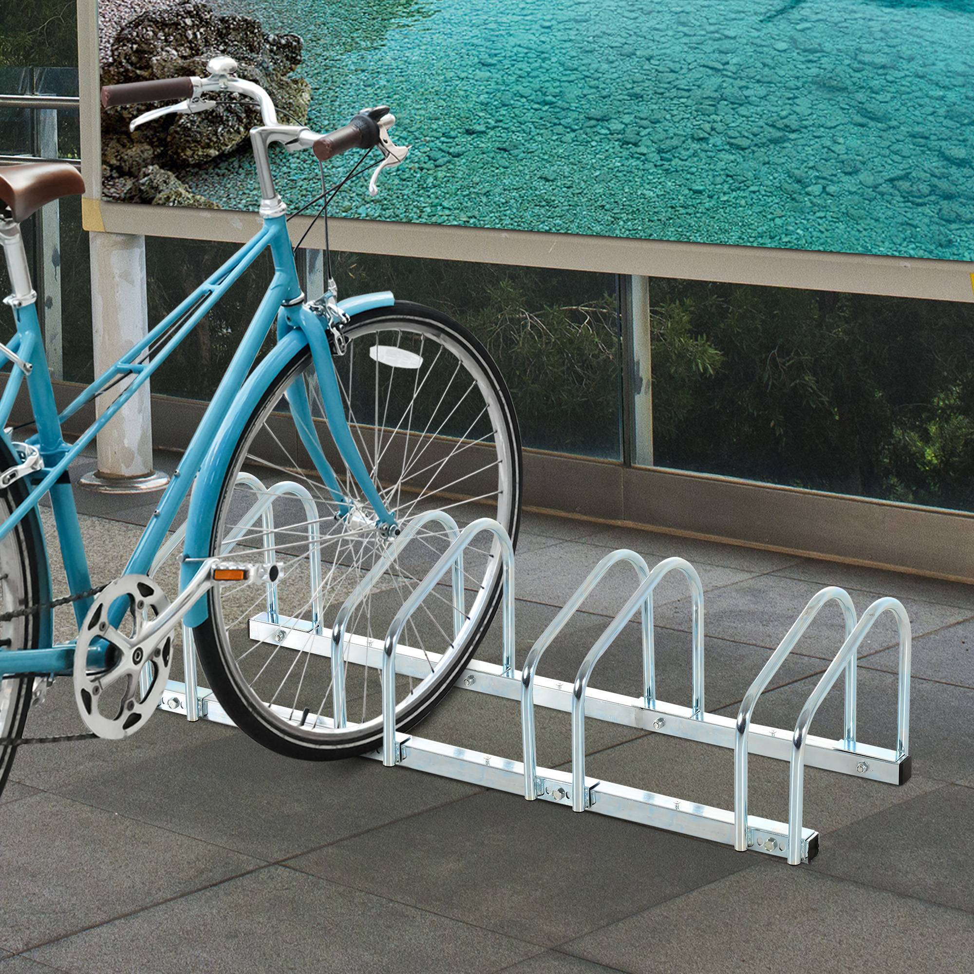 PANGIVO - Râtelier pour 5 vélos acier argent 145 x 33 x 27 cm - PANGIVO - Image 3