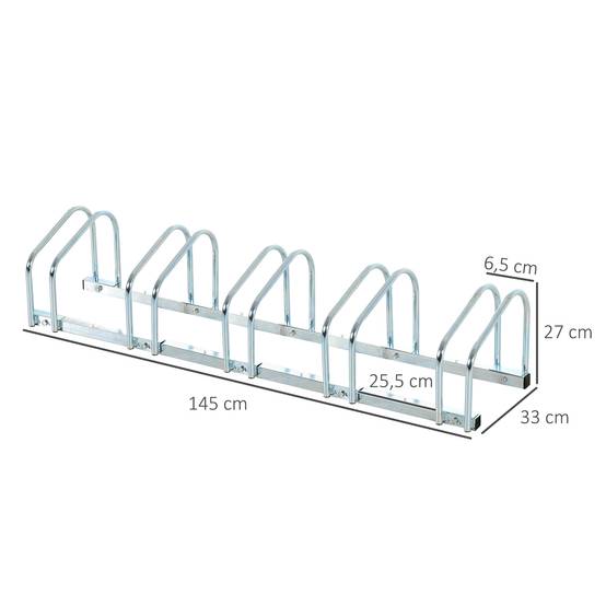 PANGIVO - Râtelier pour 5 vélos acier argent 145 x 33 x 27 cm - PANGIVO - Image 5