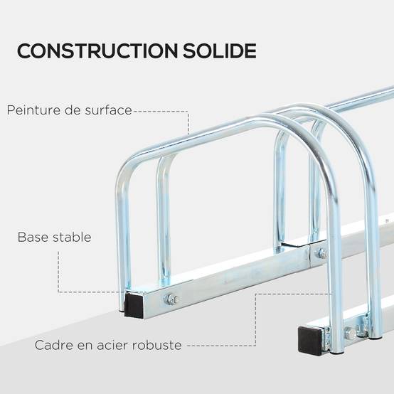 PANGIVO - Râtelier pour 5 vélos acier argent 145 x 33 x 27 cm - PANGIVO - Image 10