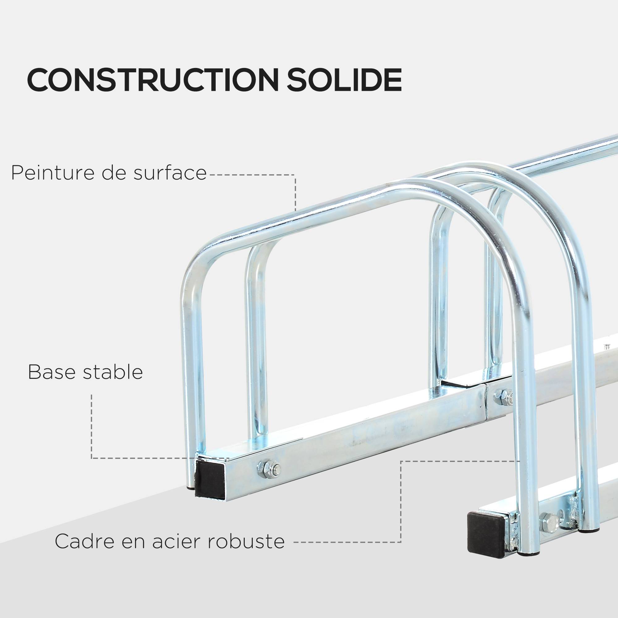 PANGIVO - Râtelier pour 5 vélos acier argent 145 x 33 x 27 cm - PANGIVO - Image 10