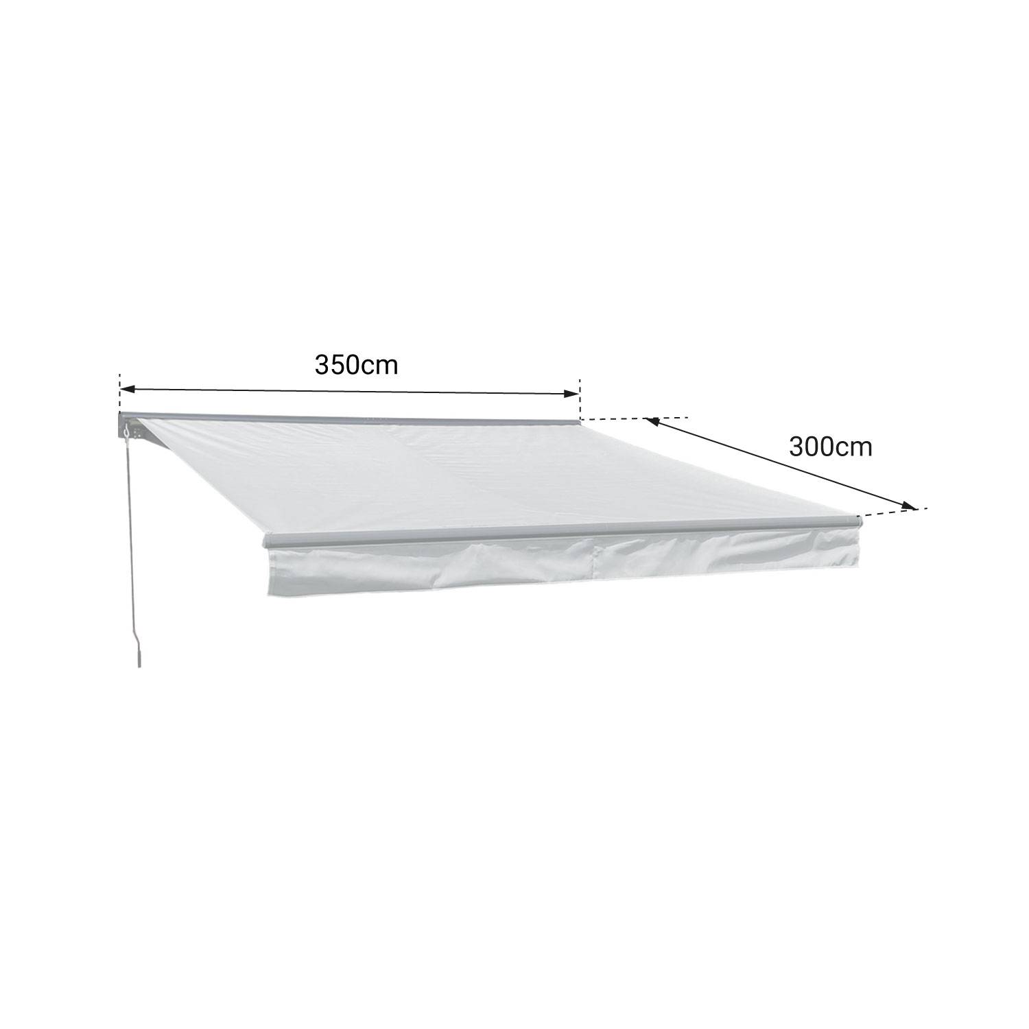 Store banne SAULE 3,5 × 3m avec semi-coffre - Toile beige et structure grise - HAPPY GARDEN - Image 4
