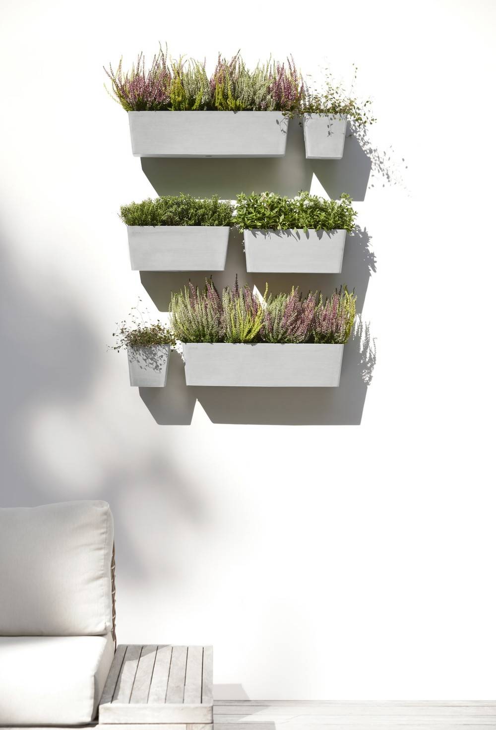 Ecopots - Pot suspension mural Manhattan Wall M Blanc Gris - 35 x 17,2 x H. 15 cm - 5,6 L ECOPOTS - Image 5