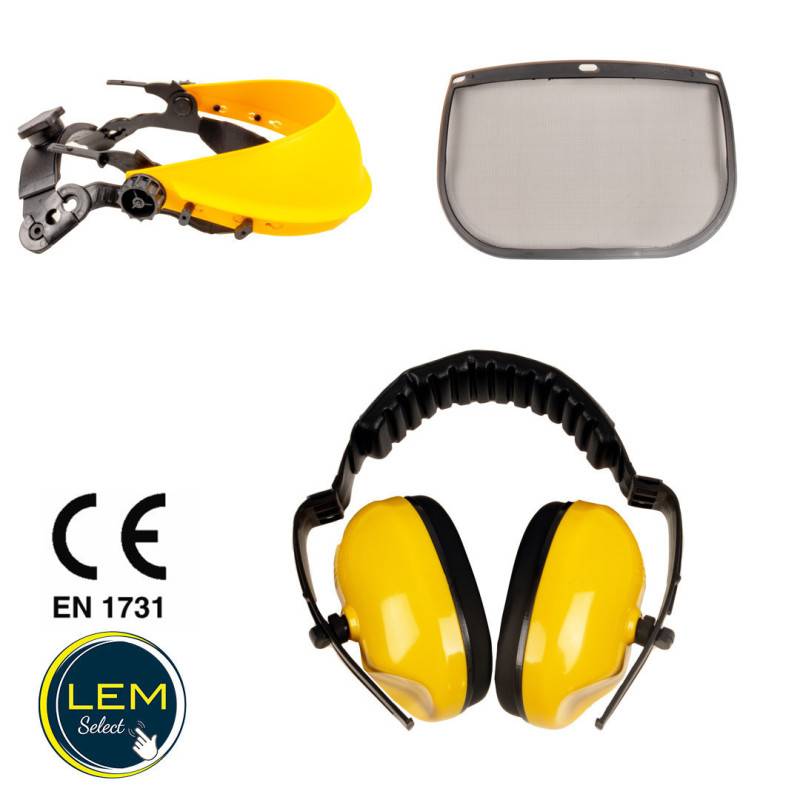 Casque Visière de protection grillagée avec casque anti-bruit - norme CE EN1731 - EN352 - Image 4