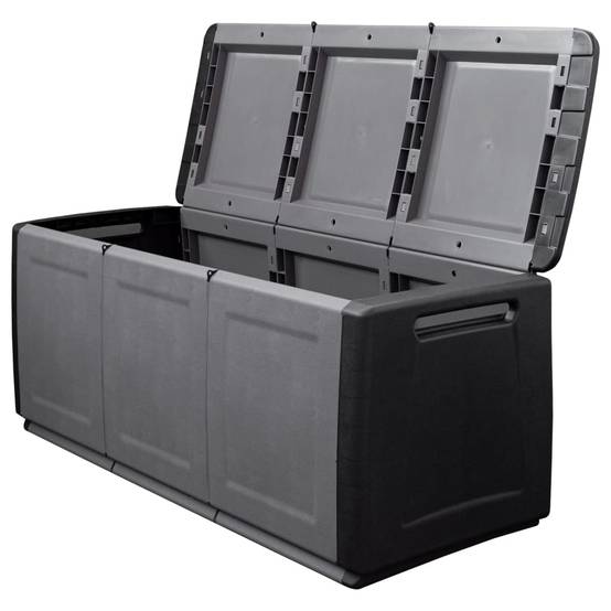 Coffre boîte meuble de jardin rangement 138 x 53 x 57 cm 330 litres gris foncé noir - Image 4