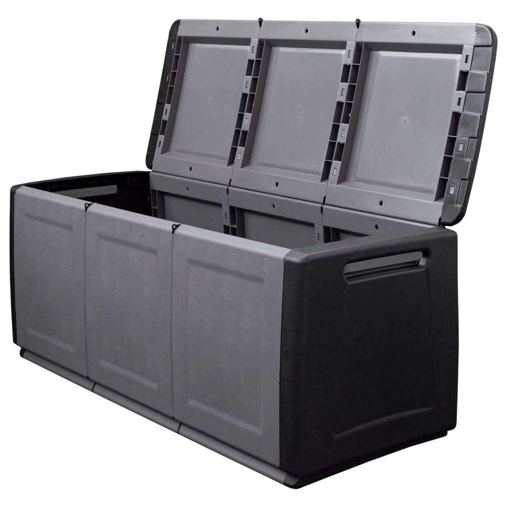 Coffre boîte meuble de jardin rangement 138 x 53 x 57 cm 330 litres gris foncé noir - Image 4