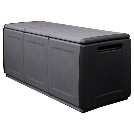 Coffre boîte meuble de jardin rangement 138 x 53 x 57 cm 330 litres gris foncé noir - Image 1