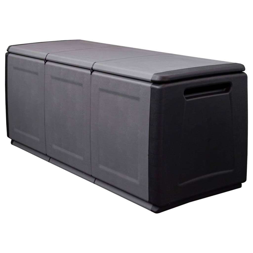 Coffre boîte meuble de jardin rangement 138 x 53 x 57 cm 330 litres gris foncé noir - Image 1