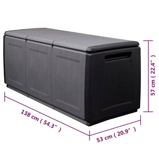 Coffre boîte meuble de jardin rangement 138 x 53 x 57 cm 330 litres gris foncé noir - Image 6