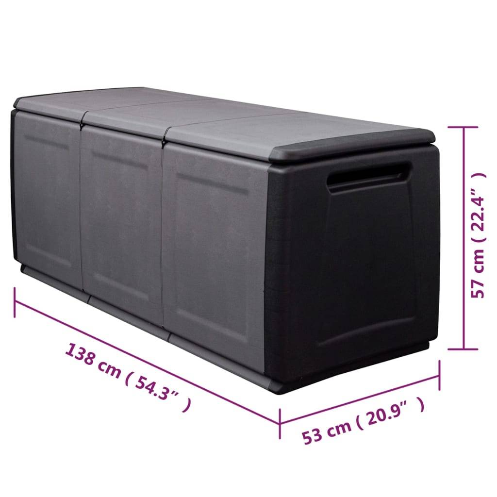 Coffre boîte meuble de jardin rangement 138 x 53 x 57 cm 330 litres gris foncé noir - Image 6
