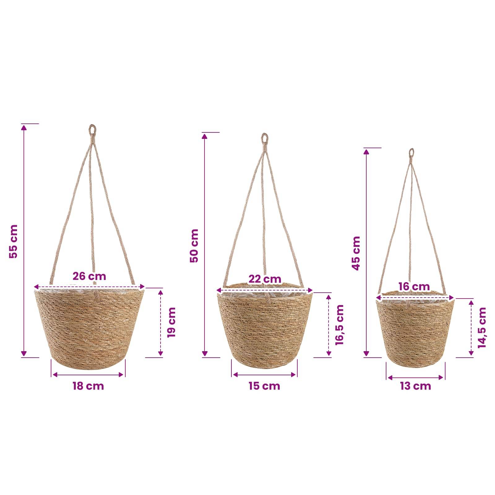 Vidaxl - Décoration Intérieure 3 pc Naturel Ø26 x 19 cm 100 % Herbe de mer vidaXL 42012249 - Image 3