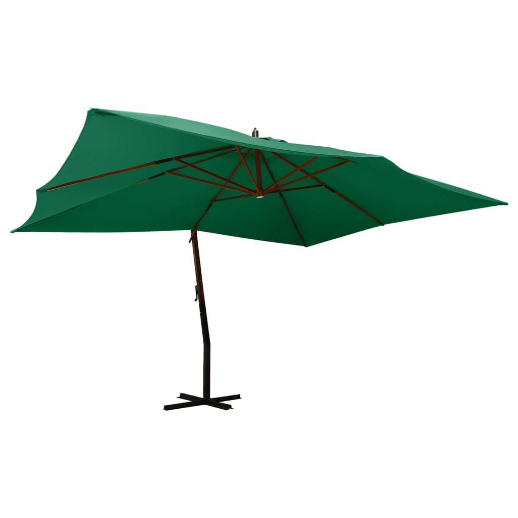 Helloshop26 - Parasol meuble de jardin en porte-à-fau x avec mât en bois 400 x 300 cm vert - Image 1