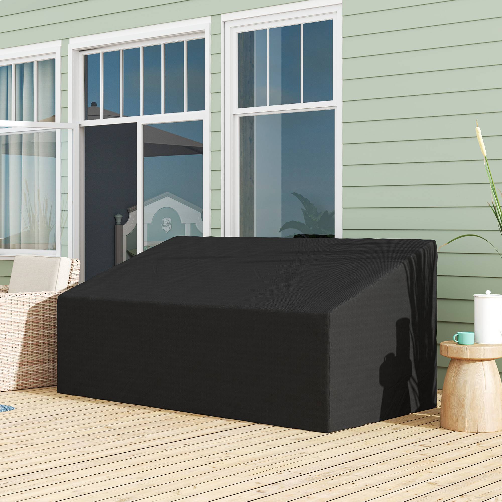 Outsunny - Housse de canapé exterieur imperméable 3 places 600D tissu oxford - 218 x 111 x 63/101 cm - noir - Outsunny - Image 5