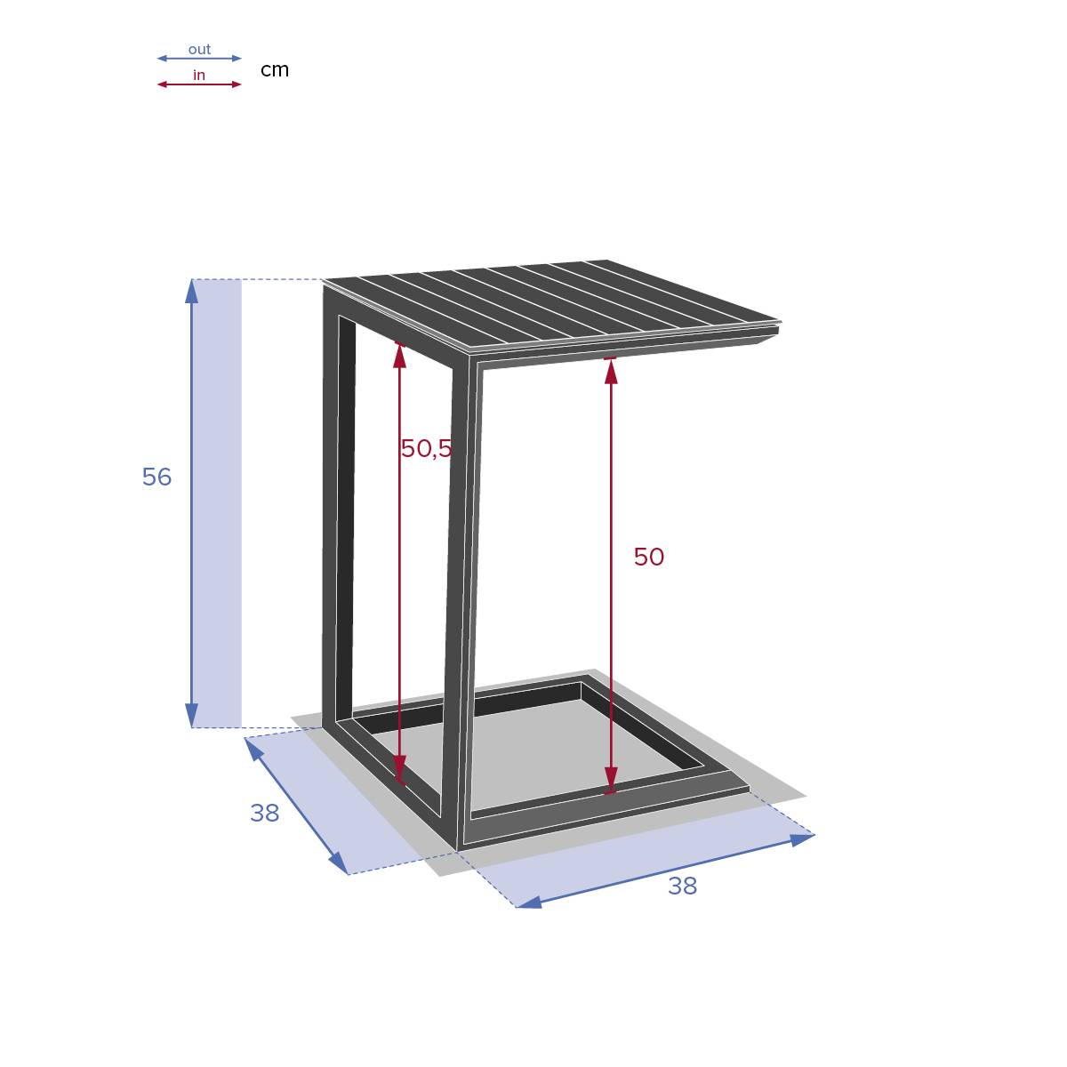 Hesperide - Table d'appoint de jardin carrée "Évasion" argile - Hespéride - Image 6