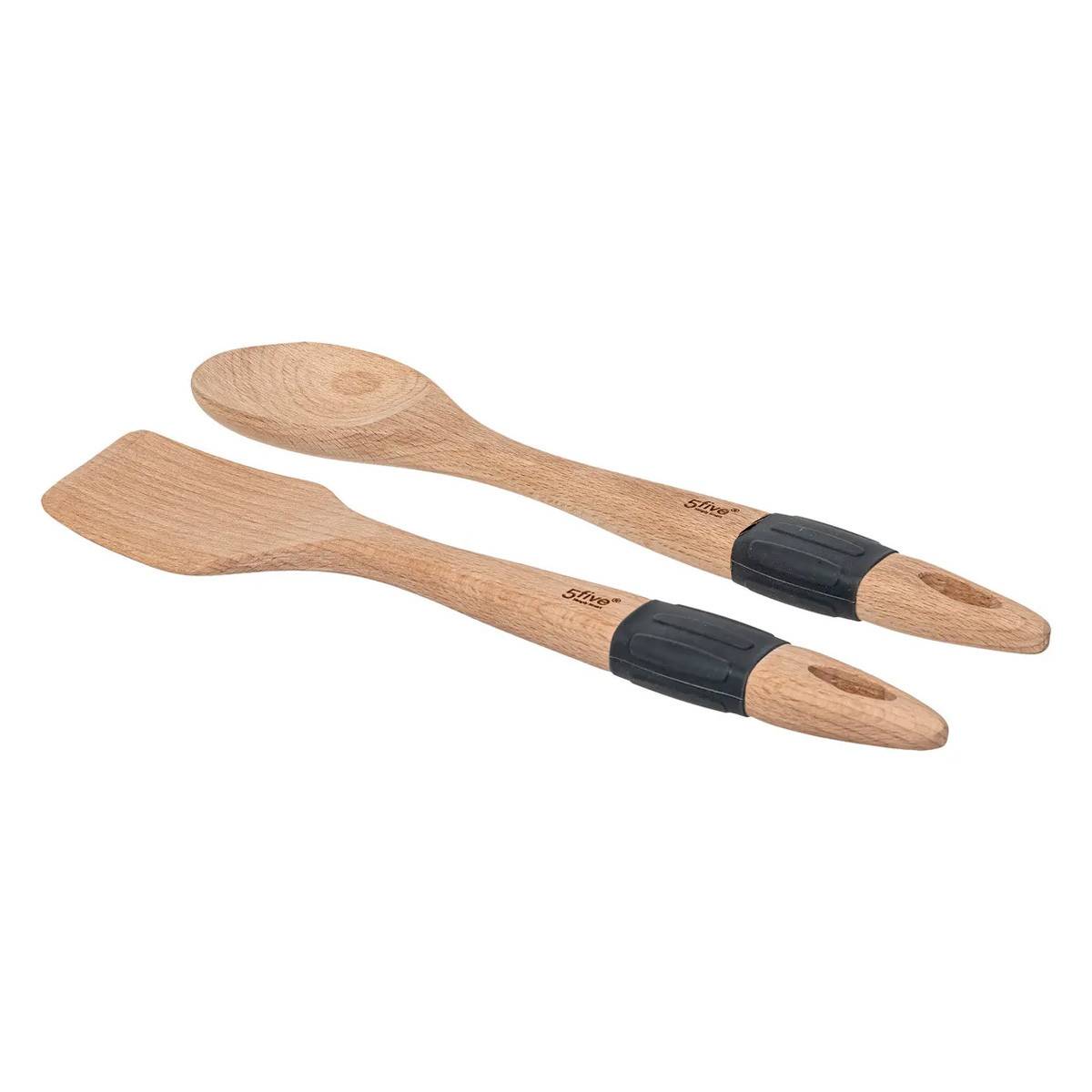 Lot de 2 Ustensiles de Cuisine "Bois" 32cm Naturel