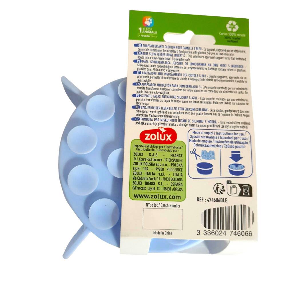 Zolux - Support anti glouton S ø 13.5 cm bleu silicone  pour petit chien - Image 2
