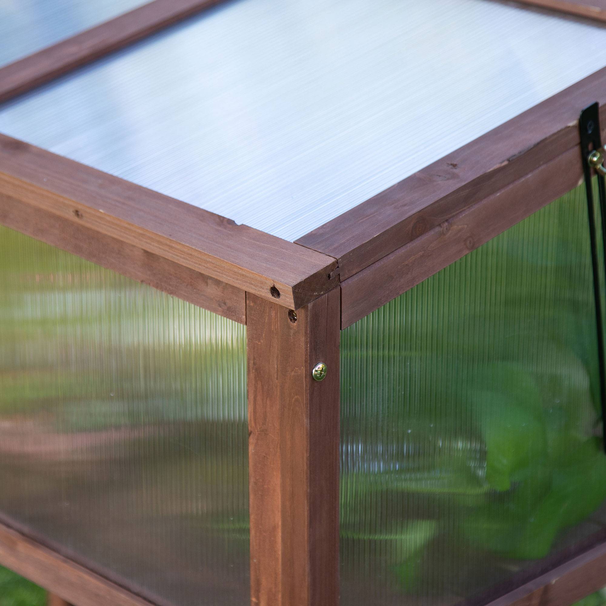 Carré Potager Surélevé Serre Bois Jardin Balcon Protection Semis 90x50x93cm Brun - ComfortXL Outdoor Living - Image 8