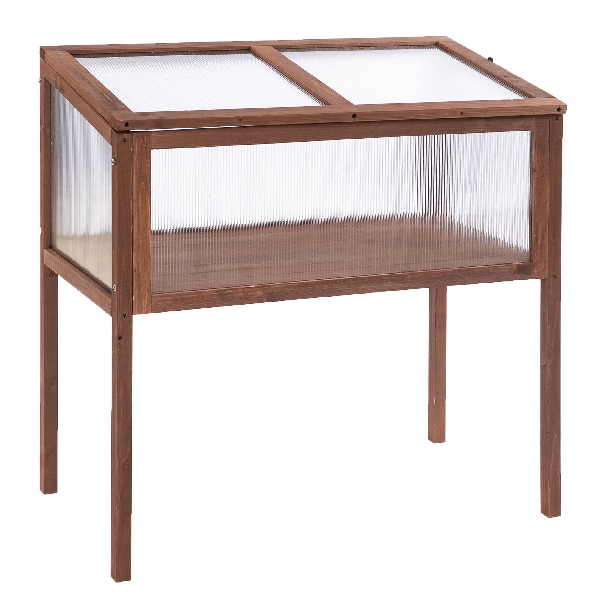 Carré Potager Surélevé Serre Bois Jardin Balcon Protection Semis 90x50x93cm Brun - ComfortXL Outdoor Living - Image 2