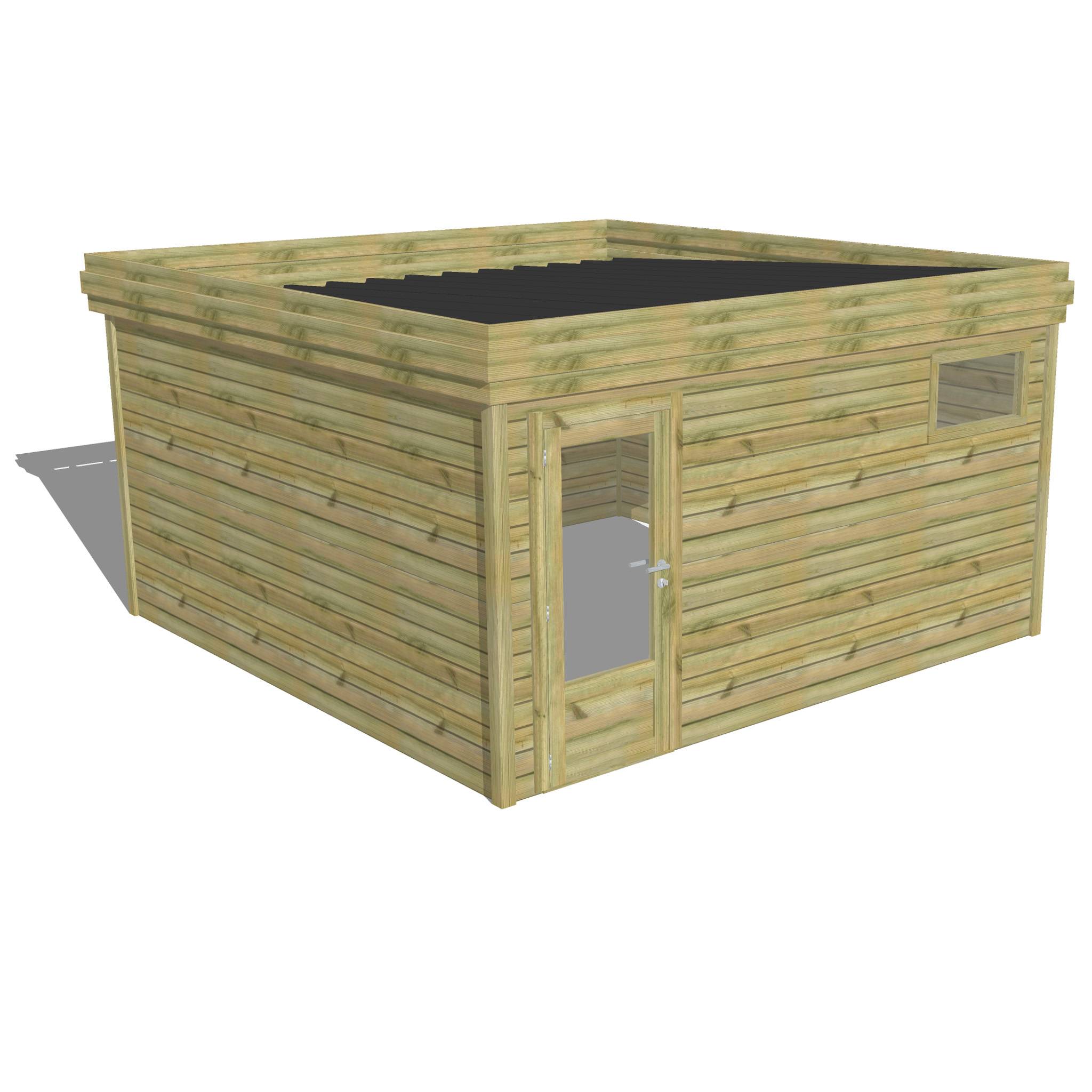 ABRI DE JARDIN bois  autoclave 27mm - 4,34x4,34m / 19m2 - Bac acier - Abri Français - Image 1