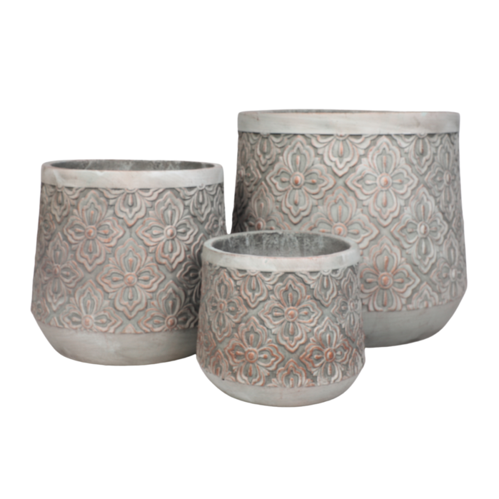 3 Cache-pots grandes tailles plante extérieur béton gris 21-31-40cm Chemin de campagne - Image 1
