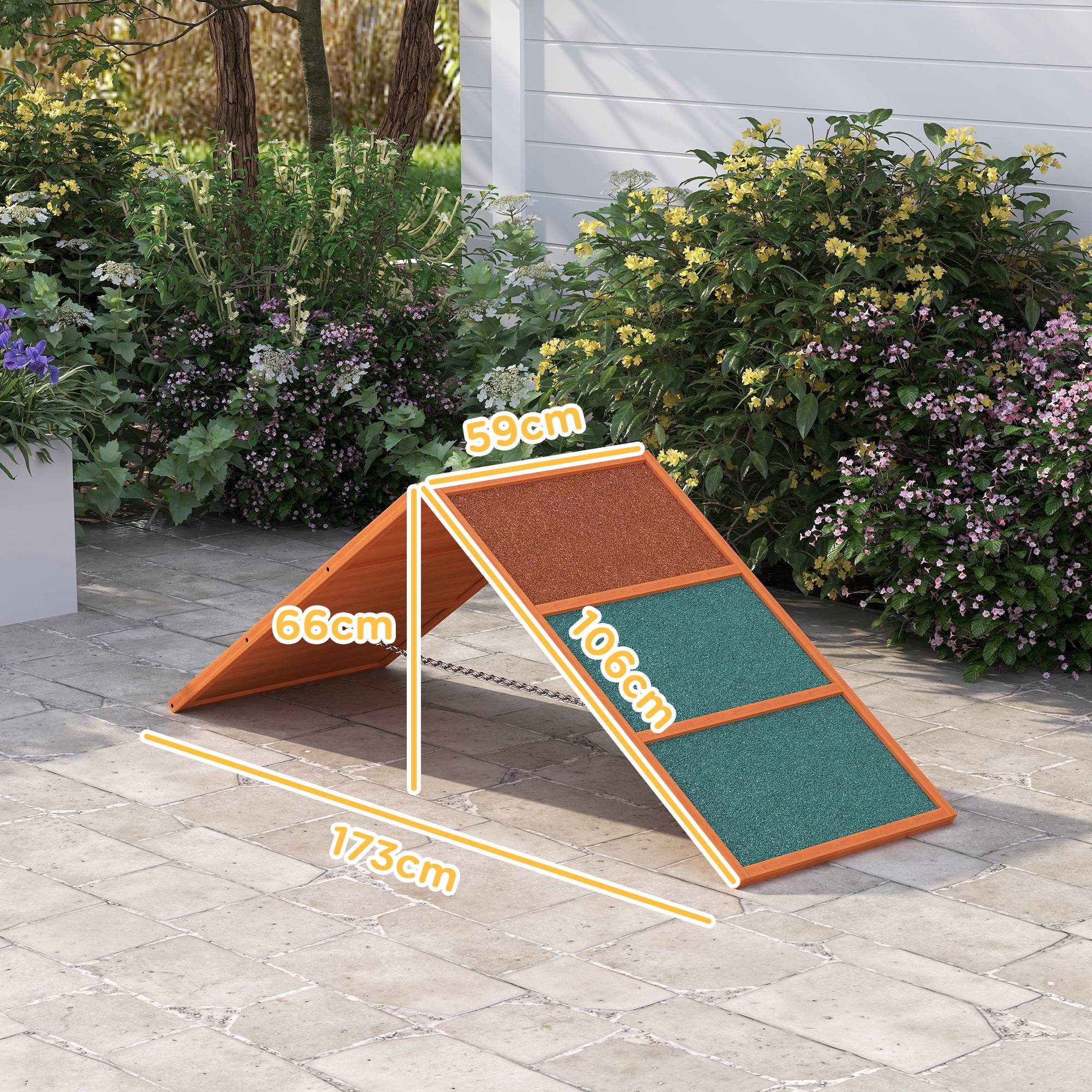 Rampe d'agilité pour chien bois de sapin orange et vert 173 x 59 x 66 cm - PANGIVO - Image 5