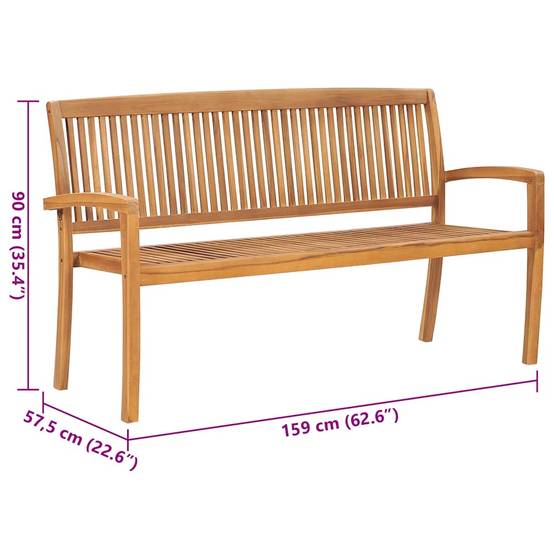 PANGIVO - Banc de jardin bois de teck rouge 159 x 57.5 x 90 cm - PANGIVO - Image 8