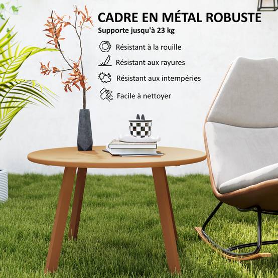 PANGIVO - Table basse de jardin métal orange 70 x 70 x 42 cm - PANGIVO - Image 7