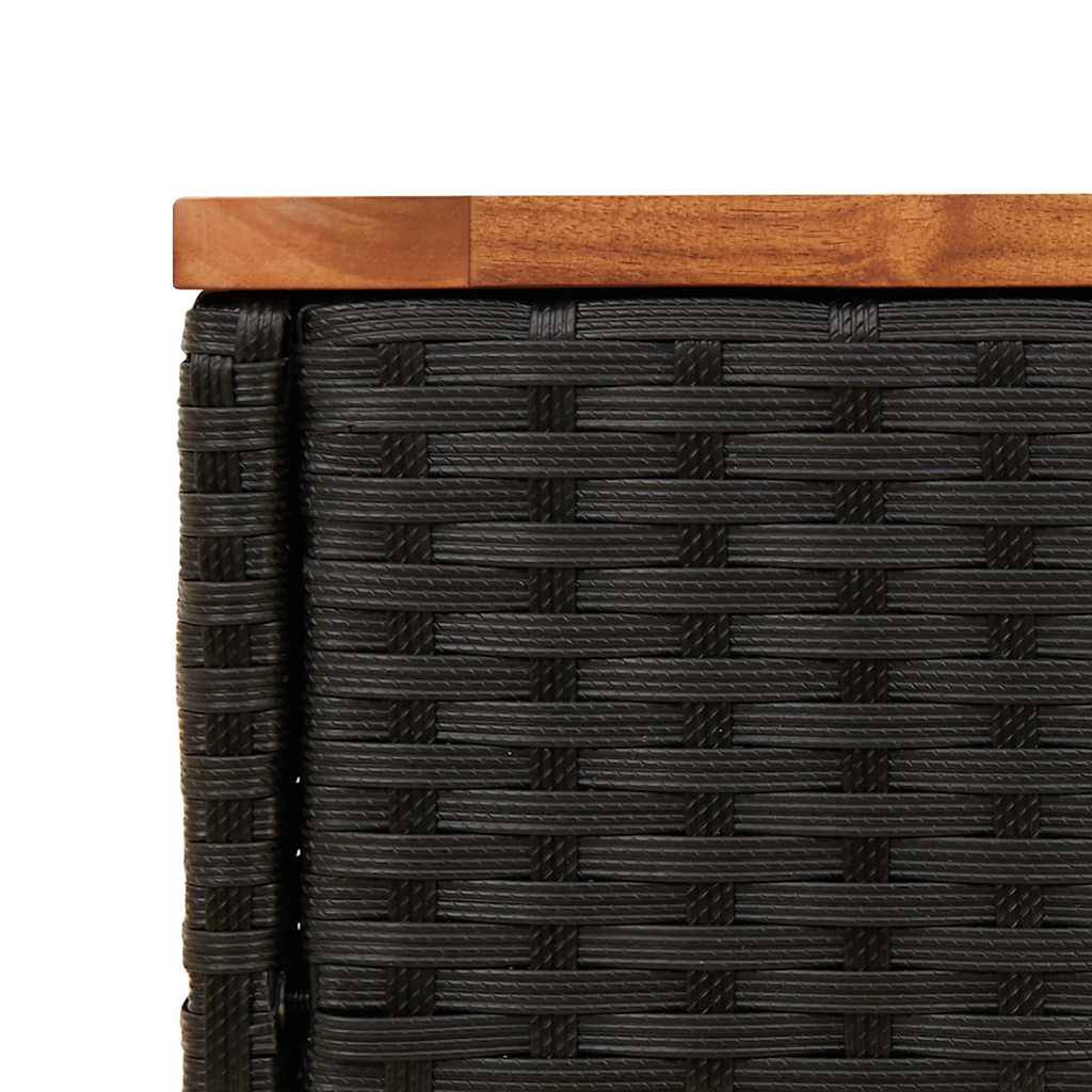 Petite Console d'Extérieur Noire avec Plateau Bois d'Acacia, 58x27.5cm en Poly Rotin – ComfortXL Outdoor Living - Image 9