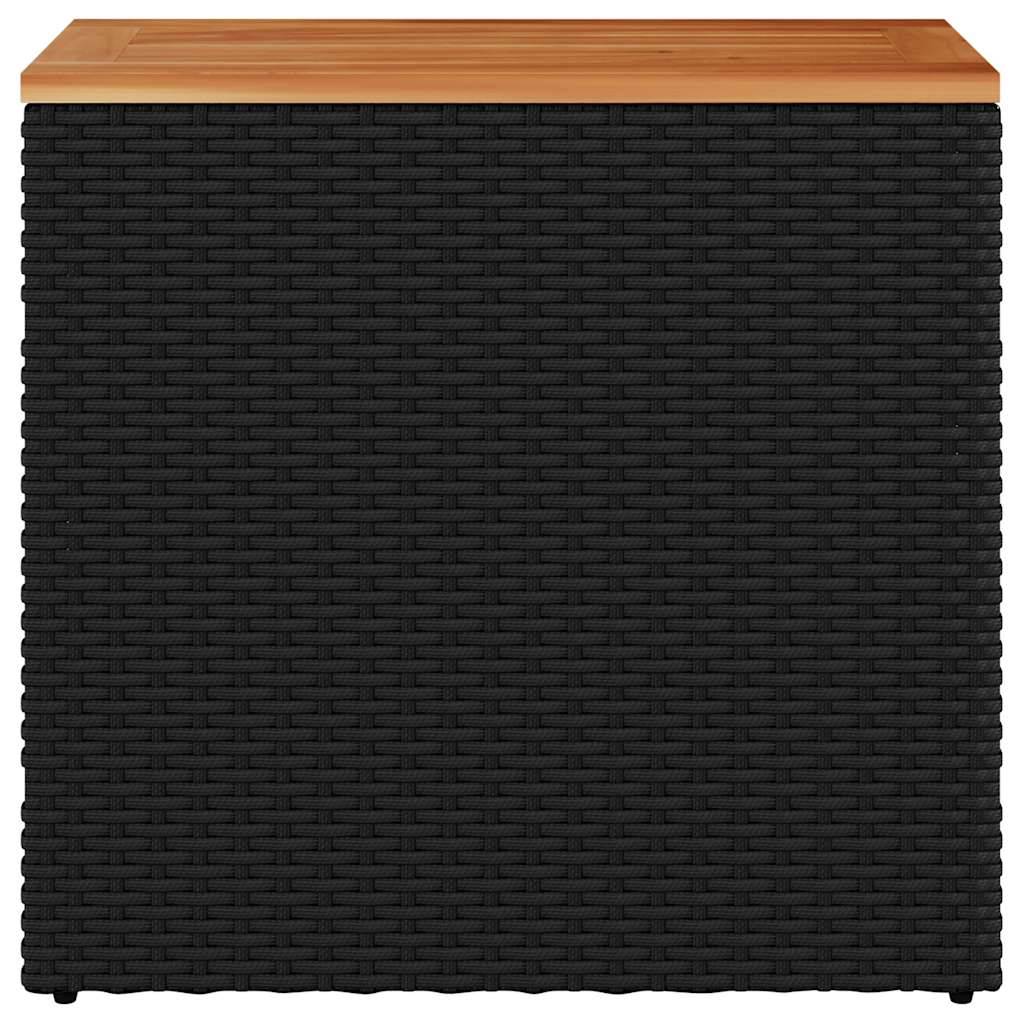 Petite Console d'Extérieur Noire avec Plateau Bois d'Acacia, 58x27.5cm en Poly Rotin – ComfortXL Outdoor Living - Image 5