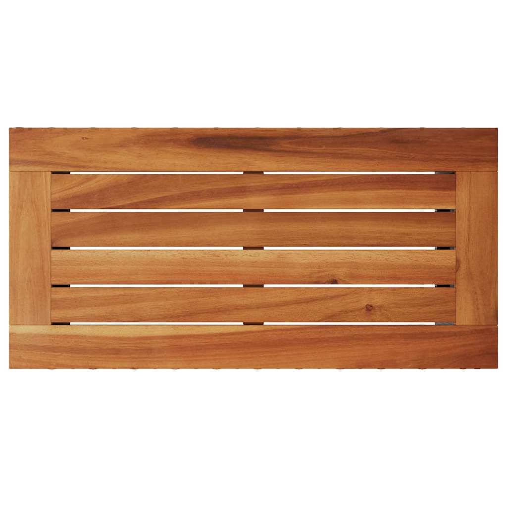 Petite Console d'Extérieur Noire avec Plateau Bois d'Acacia, 58x27.5cm en Poly Rotin – ComfortXL Outdoor Living - Image 8