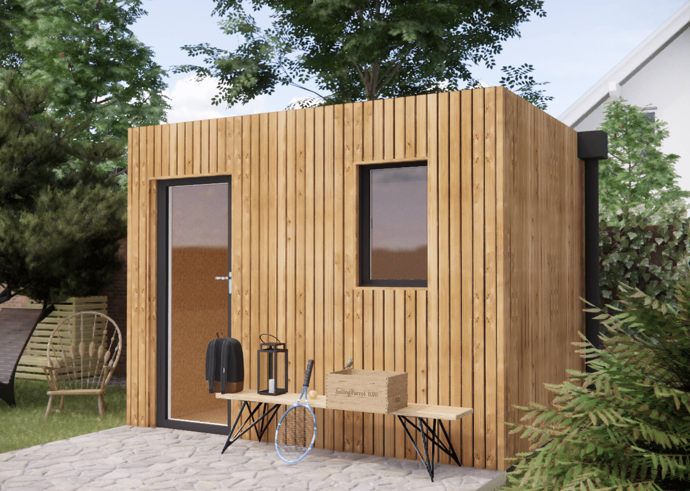 Sans Marque - Studio de jardin hébergement en bois 3,3 x 2,4 x 2,7 m avec plancher isolé - Image 6