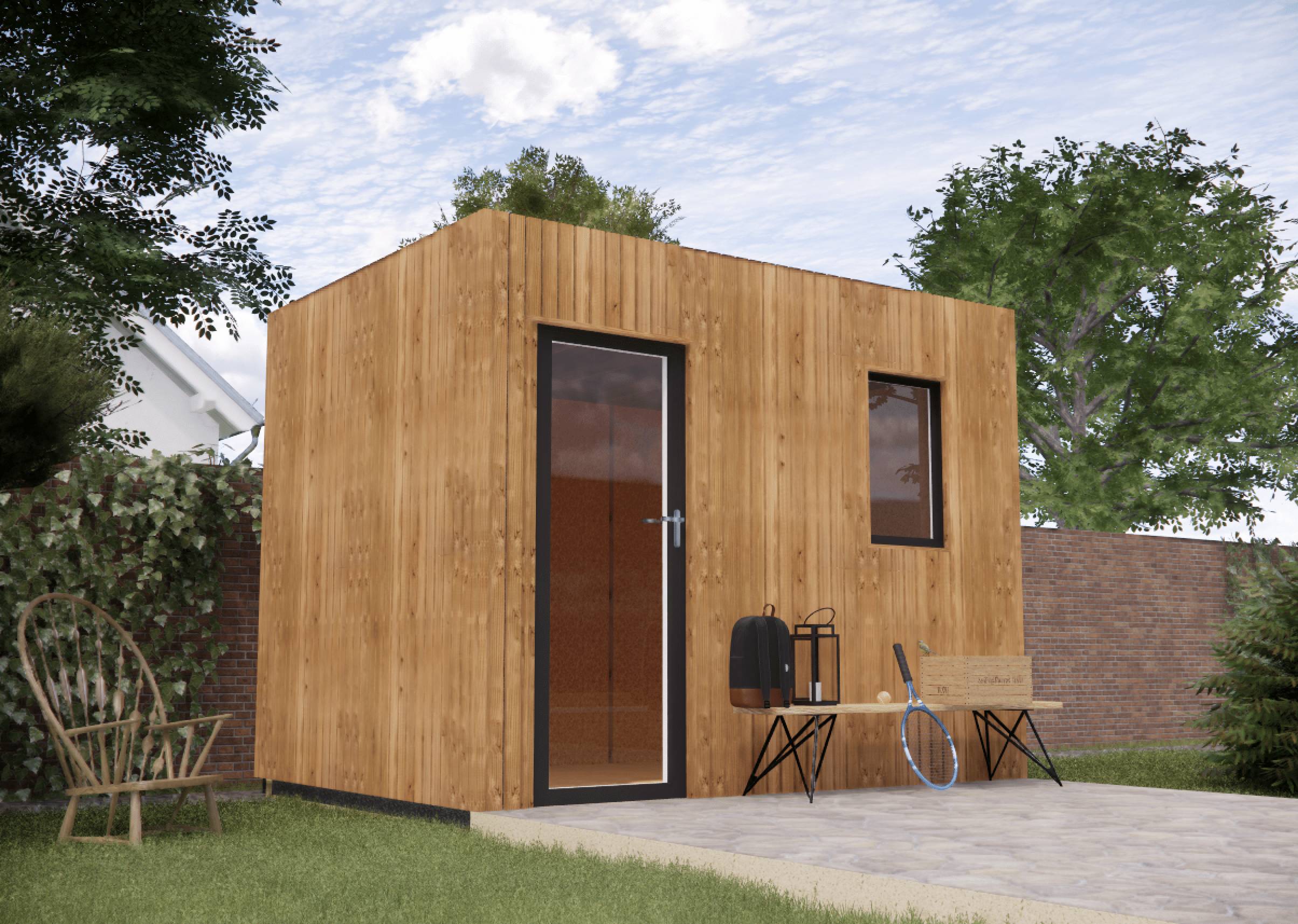 Sans Marque - Studio de jardin hébergement en bois 3,3 x 2,4 x 2,7 m avec plancher isolé - Image 1
