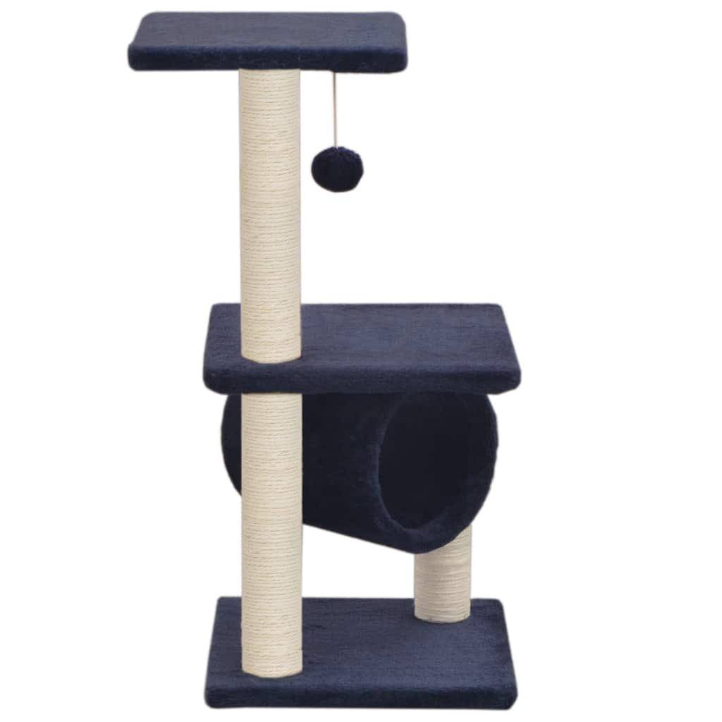 Helloshop26 - Arbre à chat griffoir grattoir niche jouet animaux peluché en sisal 65 cm bleu foncé - Image 2