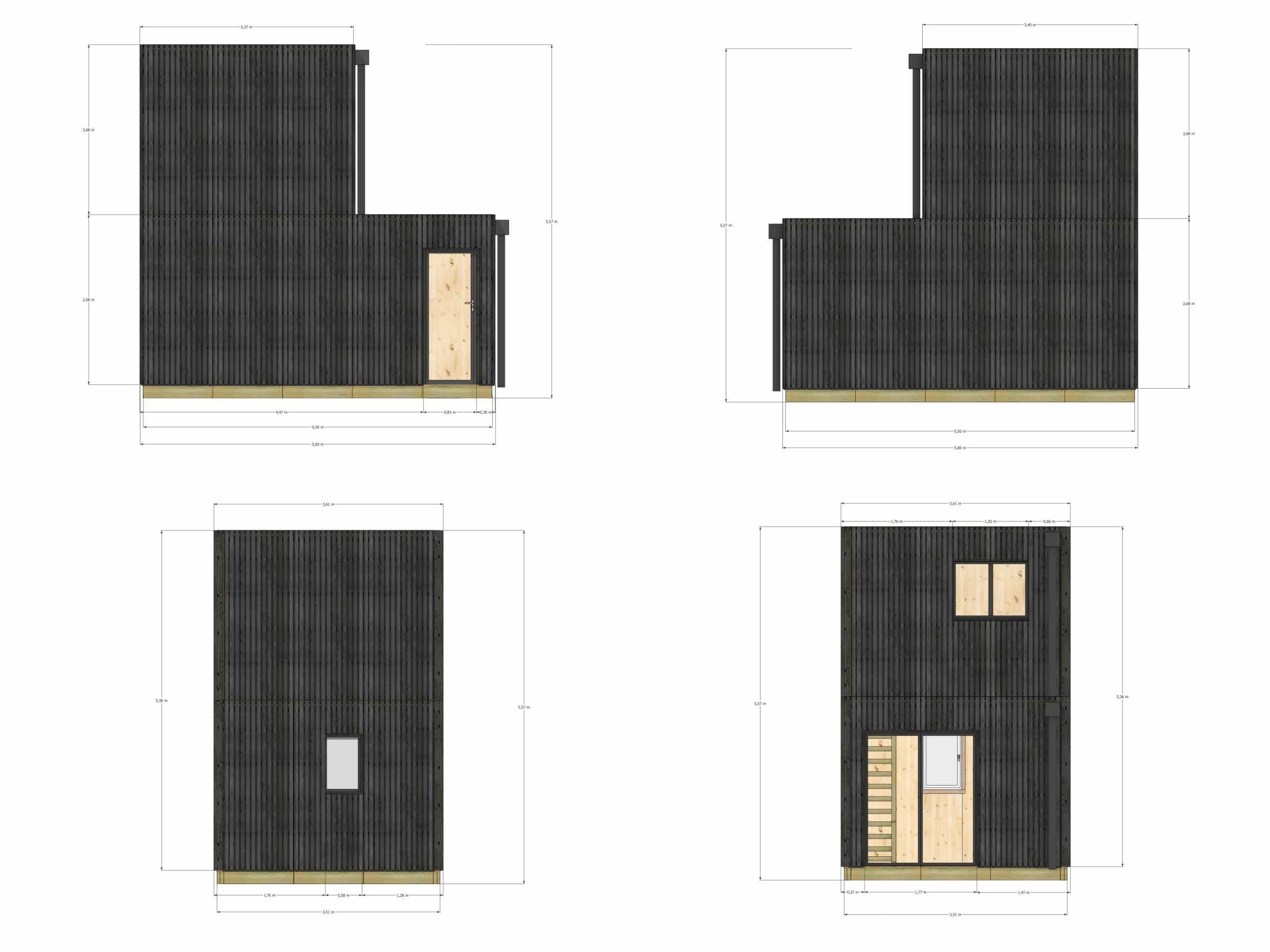 Studio de jardin bien isolé en bois 5,5 x 3,5 x 2,7 m / isolation RE2020 avec plancher isolé avec mezzanine et terrasse - Image 4