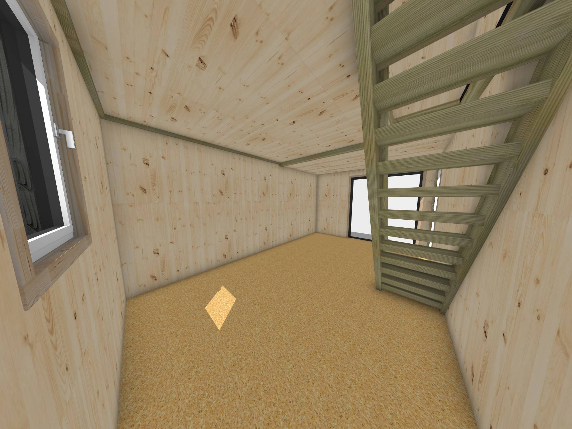Studio de jardin bien isolé en bois 5,5 x 3,5 x 2,7 m / isolation RE2020 avec plancher isolé avec mezzanine et terrasse - Image 5